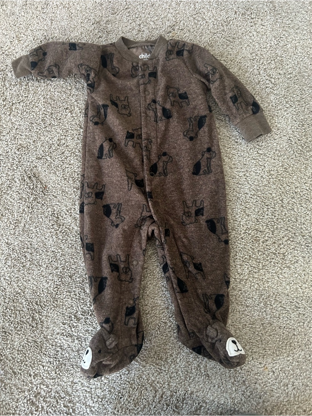 Carters 3-6 Month Brown Fleecy Puppy Sleeper